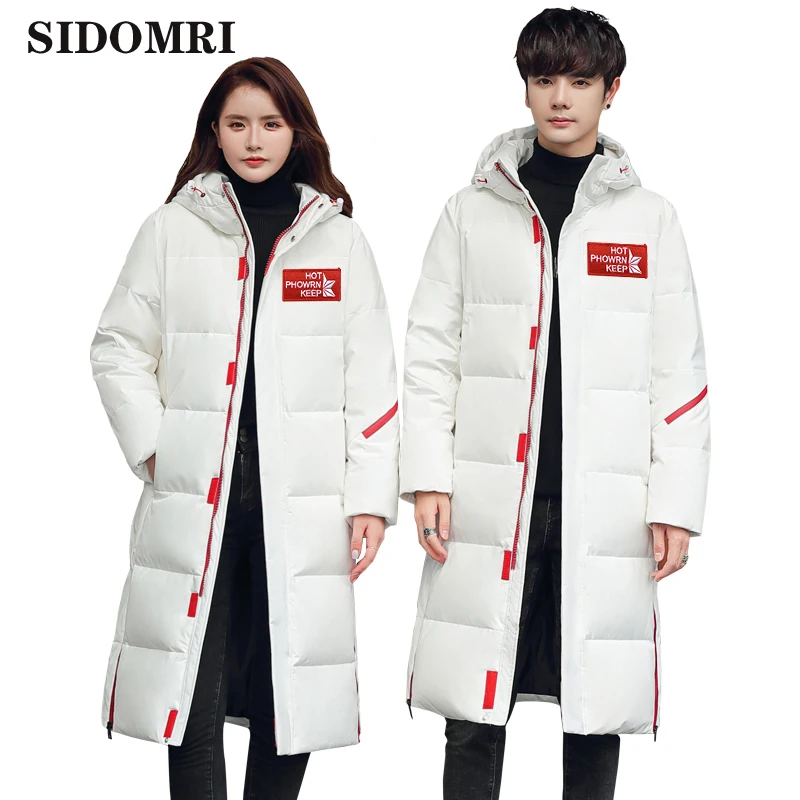 Couple  winter jacket 90% white duck down coat long men's loose down jacket young thickening fashion trendy outwear