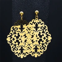 2022 bohemia flower stainless steel big stud earrings for women gold color earrings jewelry boucle doreille femme e9310s04