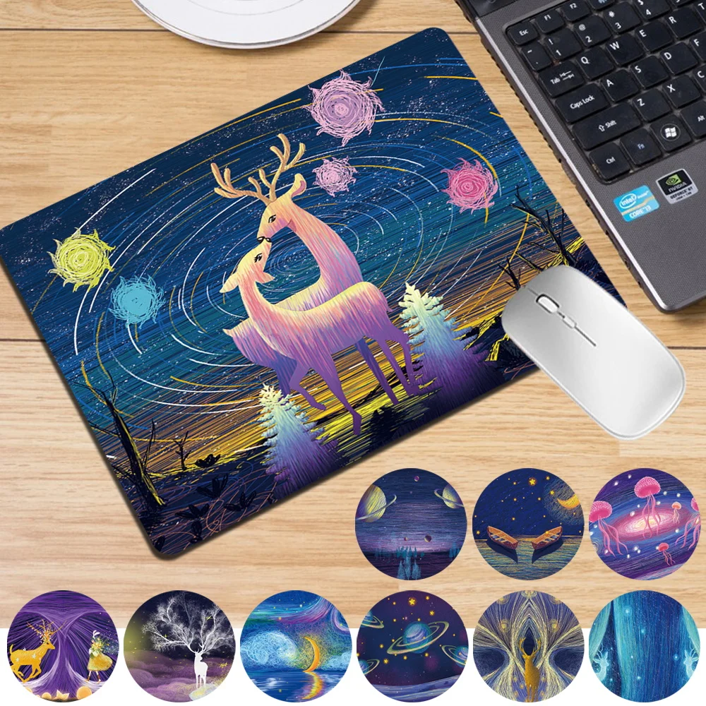 Gaming Mousepad Small Office Mouse Mat Painting Series PU Leather Computer Mouse Pad High Quality 25x21cm Antiskid Mouse Pad