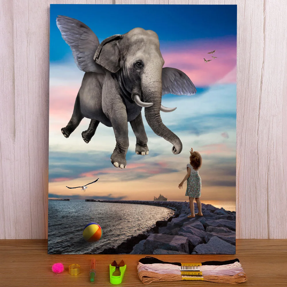 

Woman Girl Printed 11CT Cross Stitch Full Kit Embroidery DMC Threads Knitting Needlework Handicraft Painting Room Different