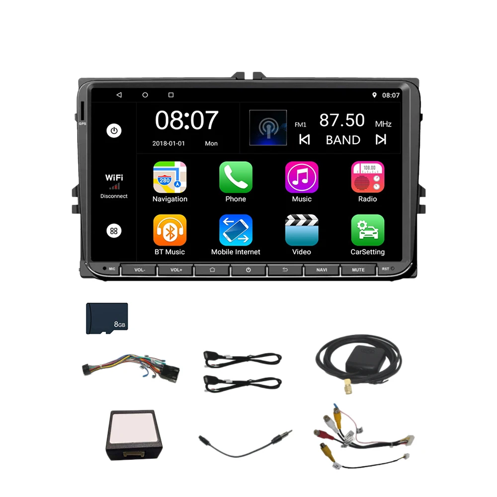 9 дюймов Android 8 0 двойное 2Din автомобильное радио Gps авто 2 Din для Volkswagen/Passat/Golf/Skoda/Seat Wifi
