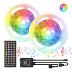 Комплект светодиодных лент RGB 5050 светильник, музыкальная синхронизация, изменение цвета, встроенный микрофон, ИК-управляемая светодиодная ленсветильник, s 5 м 10 м 15 м 20 м