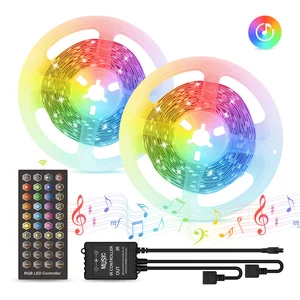 Комплект светодиодных лент RGB 5050 светильник, музыкальная синхронизация, изменение цвета, встроенный микрофон, ИК-управляемая светодиодная ленсветильник, s 5 м 10 м 15 м 20 м