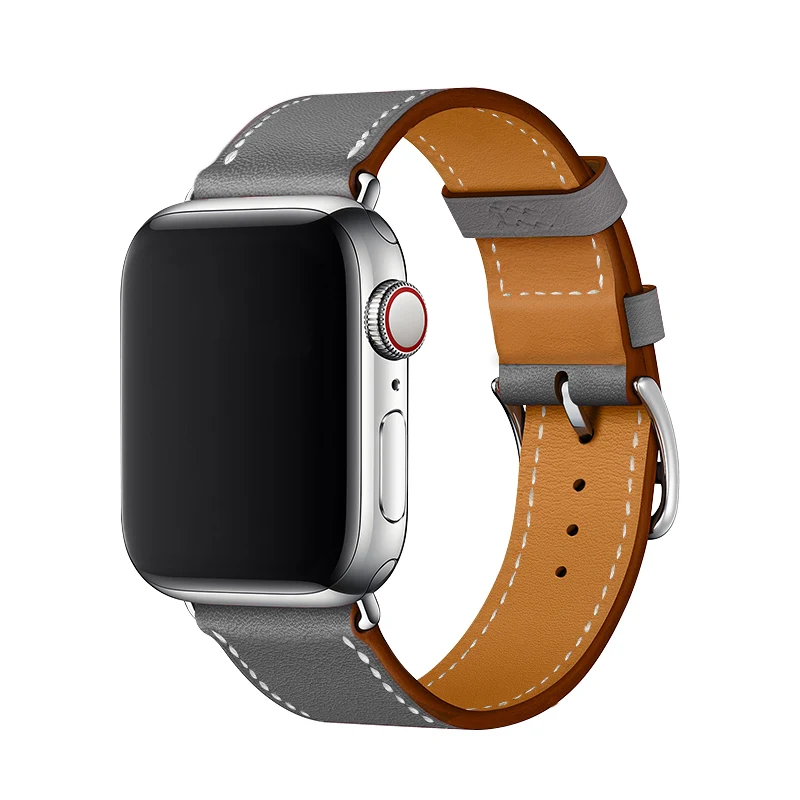 Ремешок Carouse для Apple Watch Series 3/2/1 38 мм 42 мм ремешок из натуральной кожи для iWatch 4 спортивный ремешок для часов 40 мм 44 мм - Цвет ремешка: Серый