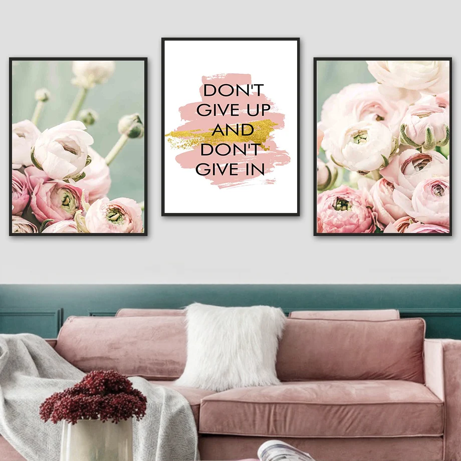 

Rose Flower Bud Motivational Quote Plant Wall Art Canvas Painting Nordic Posters And Prints Wall Pictures For Living Room Decor