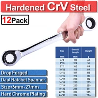 6mm 36mm double ended ratchet spanner 12 point 72 teeth hardened crv steel chrome plated wear resistant ratchet spanner tools