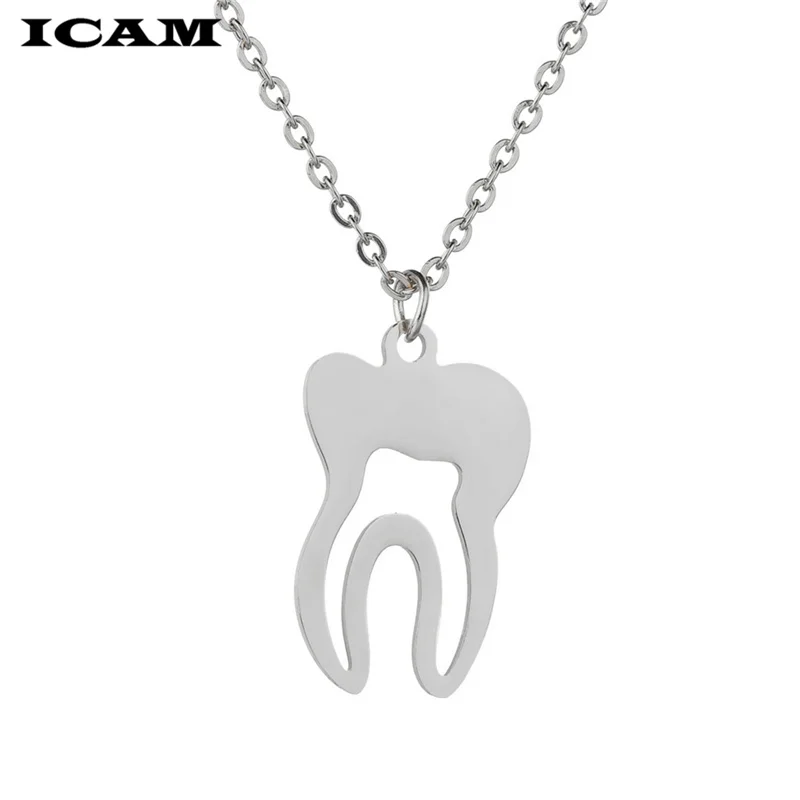 ICAM, ожерелья для дантиста, подвеска, крошечные зубы, золото, панк, цепочка для ошейника, ожерелья для женщин, мужчин, доктор, ювелирное изделие, подарок