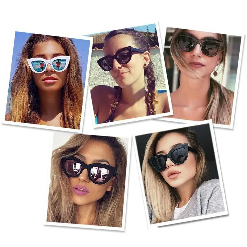 

New Retro Fashion Sunglasses Women Brand Designer Vintage Cat Eye Black Sun Glasses Female Lady UV400 Oculos