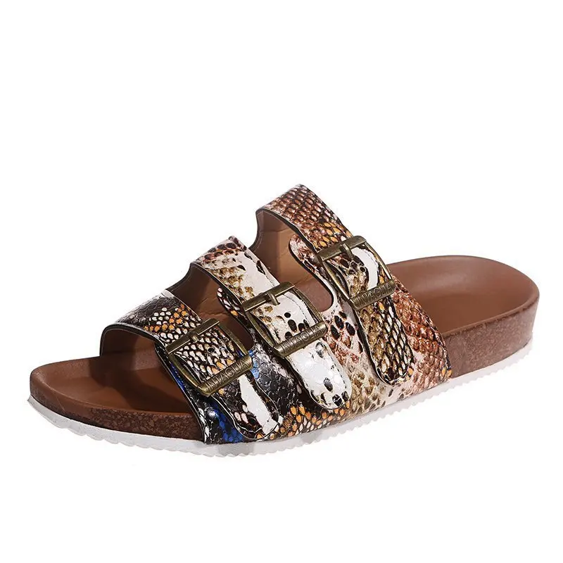 

Low Shoes Rubber Flip Flops Woman's Slippers Slides Big Size Hawaiian 2021 Flat Basic Fabric PU Floral Buckle Strap Female Shoes