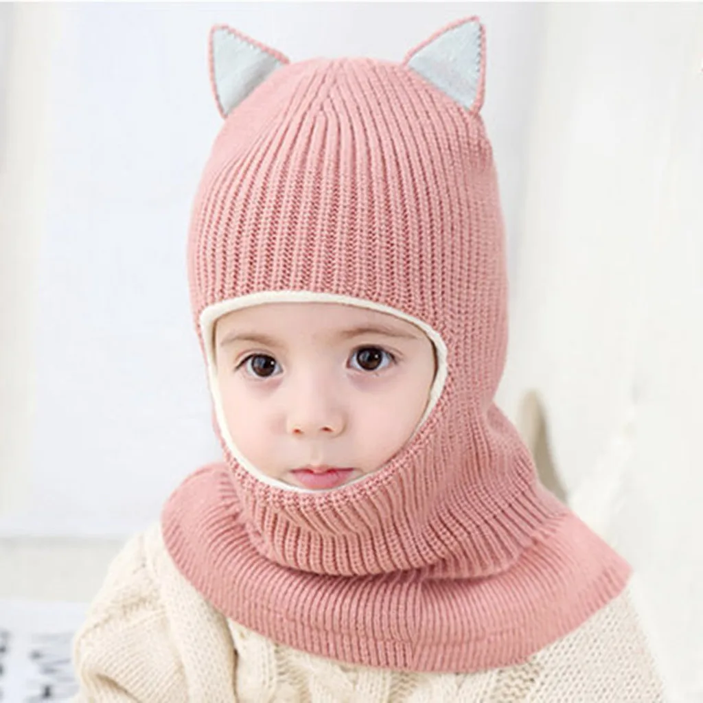 Зимний теплый вязаный шарф для новорожденных мальчиков и девочек шапка