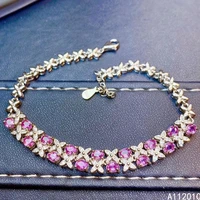 kjjeaxcmy fine jewelry 925 sterling silver inlaid pink sapphire classic women new hand bracelet support test hot selling