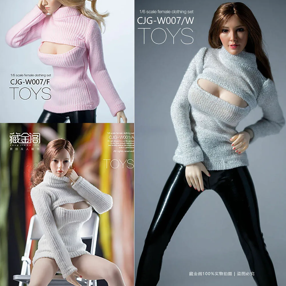 

1/6 CJG- W001 Scale Stretch Sweater Ladies Tight Plush Top VERYCOOL Fit 12 Inch PHICEN JO Female Action Figure Body