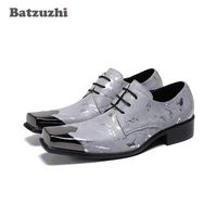 batzuzhi handmade mens leather shoes lace up genuine leather dress shoes men square toe party and wedding zapatos hombre