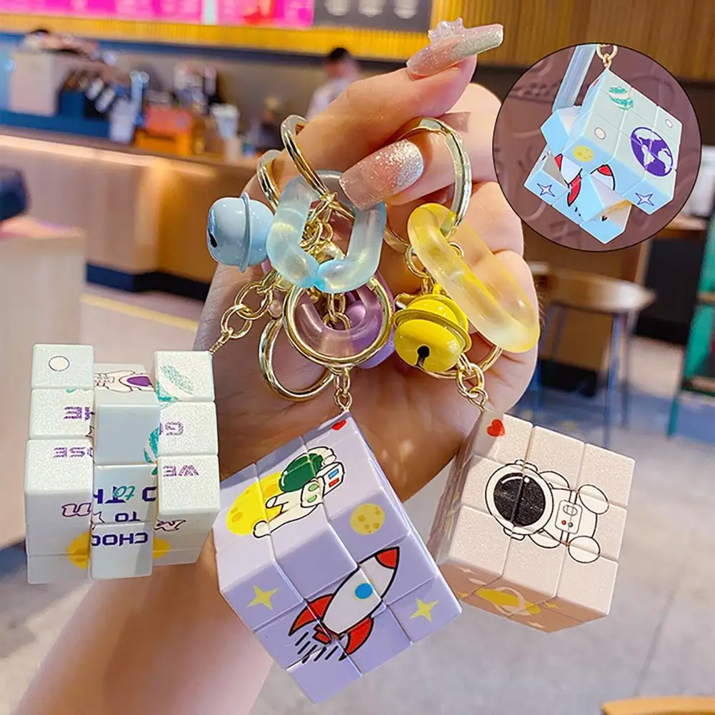 creative gifts lightweight cartoon astronaut cube backpack key ring phone accessories free global shipping