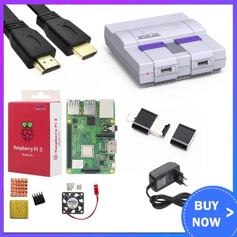 Чехол Retroflag SUPERPi U NESPi чехол + Raspberry Pi 3 Model B/B комплекты адаптер питания 5 В 3A радиатор