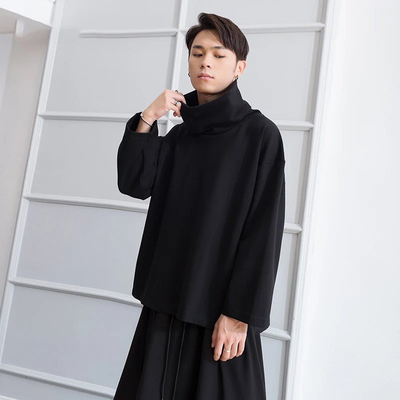 M-4XL осенне-зимние модели плюс бархатный темный черный мужской пуловер с высоким лацканом модная мужская Свободная майка в стиле хип-хоп jack от AliExpress RU&CIS NEW