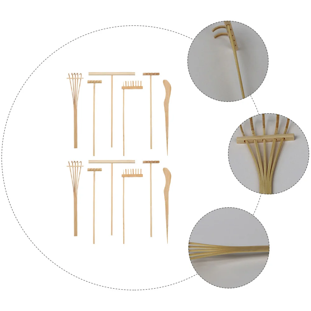 

2 Sets/12pcs Mini Garden Sand Rakes Tea Art Meditation Sand Box Tool Kit