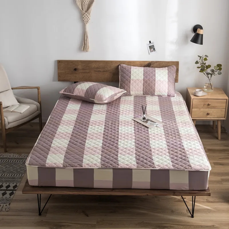 Сплошной цвет стеганый рельефный Водонепроницаемый защитный матрас простыня