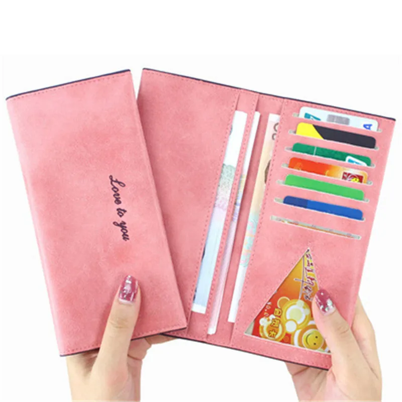 

New style ladies wallet long frosted leather ultra-thin retro wallet