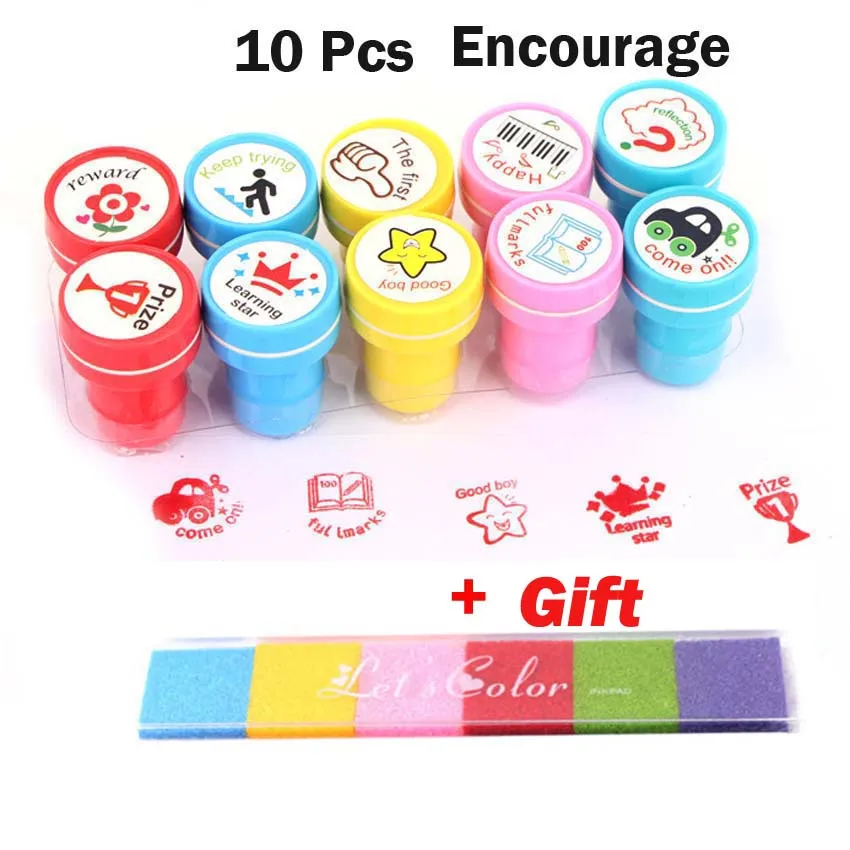 10Pc Encouragex1 Ink 1 комплект пластиковый прекрасный смайлик Животное штамп с номером игрушка для DIY Декор альбом для вырезок карточки с буквами бумага подарочная игрушка - Цвет: 10Pc Encouragex1 Ink