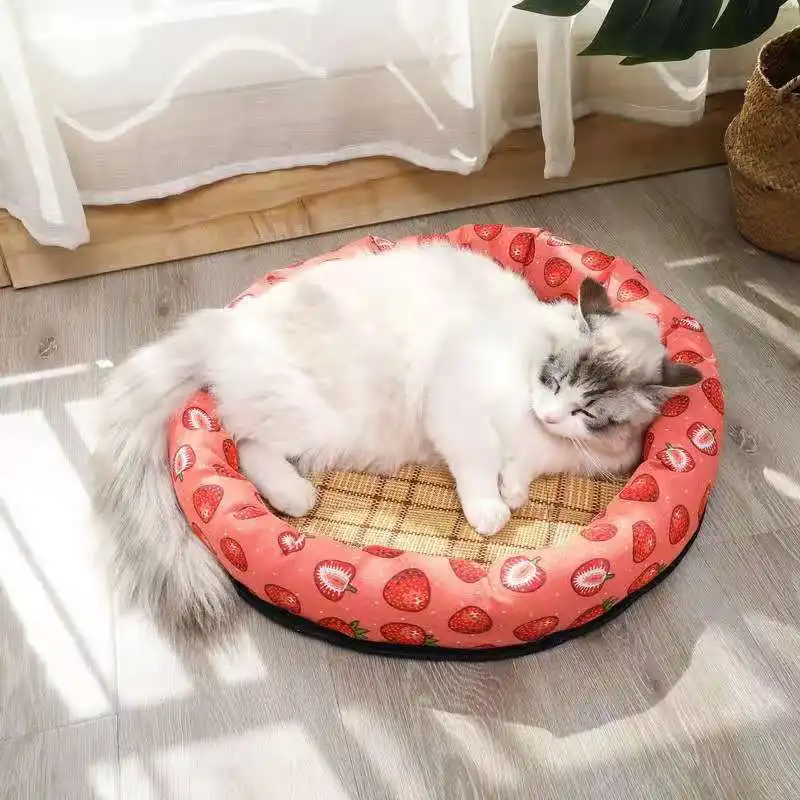 

New summer round mat cat litter canvas removable and washable ice cold pet supplies pets