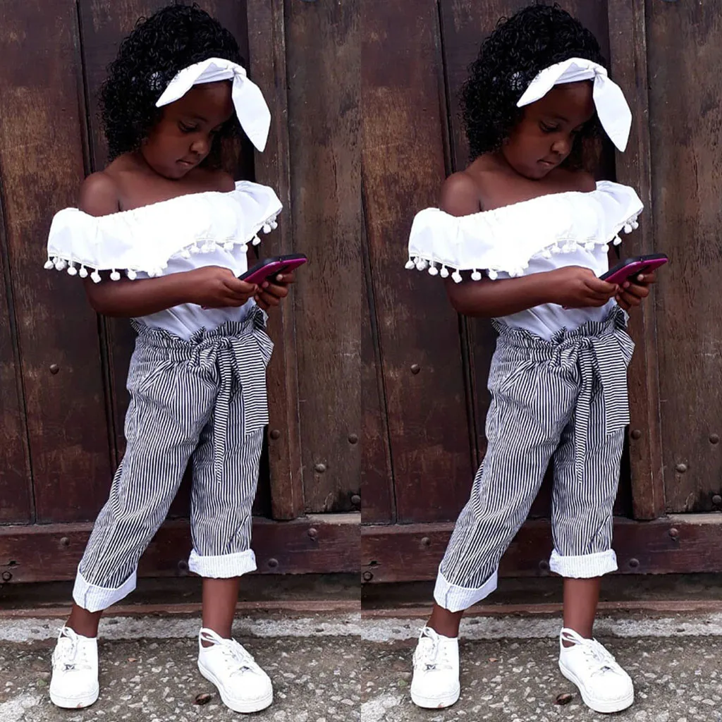 2019 г. Новая стильная одежда для детей и малышей девочек с открытыми плечами