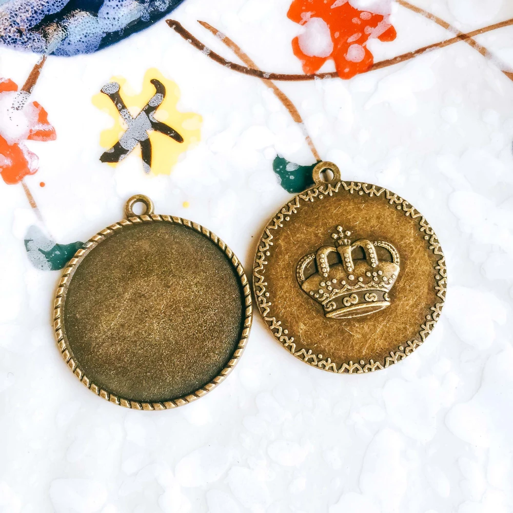 5 шт./лот 25 мм ожерелье с подвеской античный бронзовый серебристый цвет