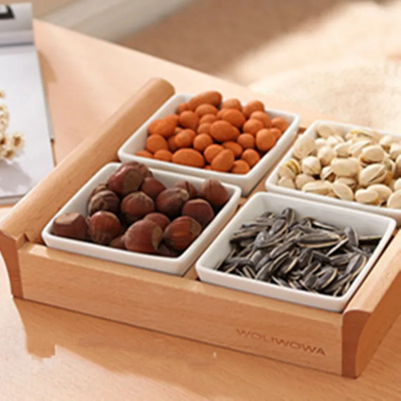 В японском стиле деревянный лоток для закусок фрукты/конфеты/сушеные фрукты