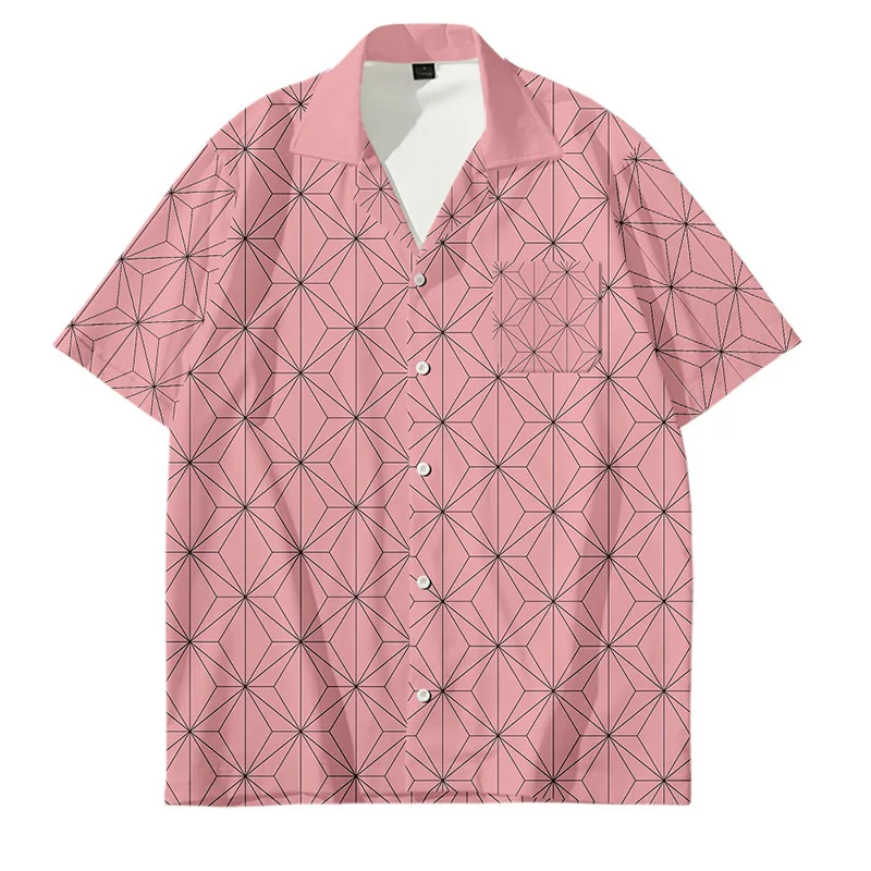 

Demon Slayer 3D Printing Short Sleeve Shirt Women/Men Casual Summer Shirt Tshirt Button Streetwear Anime Costumes Unisex