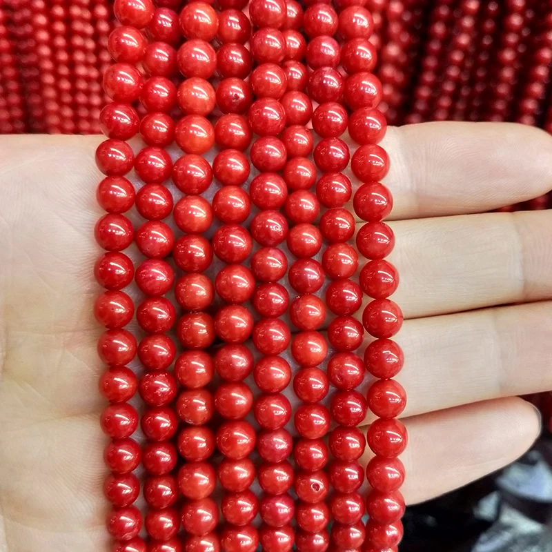 Shuangsheng 2019 качество из натуральных круглых камней красный коралл бусины различных