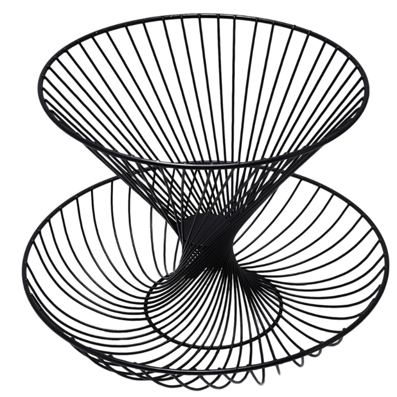 

634E Creative Modern 2-Layers Metal Storage Display Stand Bowl Kitchen Fruit Basket Elegant Home Living Room Decor