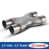 dual 2 5 x pipe universal stainless steel stamped crossover exhaust tail pipe