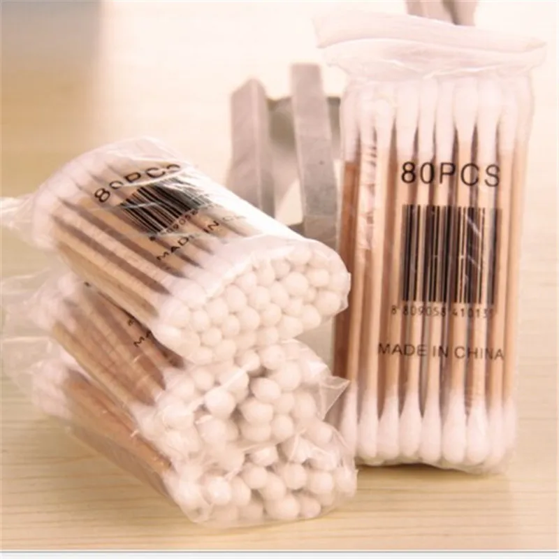 2 пакета (ов) двойной головкой ватный тампон Для женщин макияжа ватные палочки