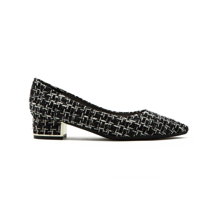 

Spring 2021 new women's pointy sandals women's fashion sleeve with single shoes leisure go out plaid women's shoes