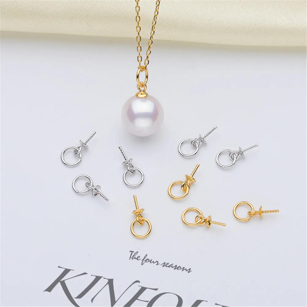 

1PCS Pearl Tray End Cap S925 Sterling Silver Bead Caps Clasps Clip Fitting Round Beads Pendants DIY Necklace Findings