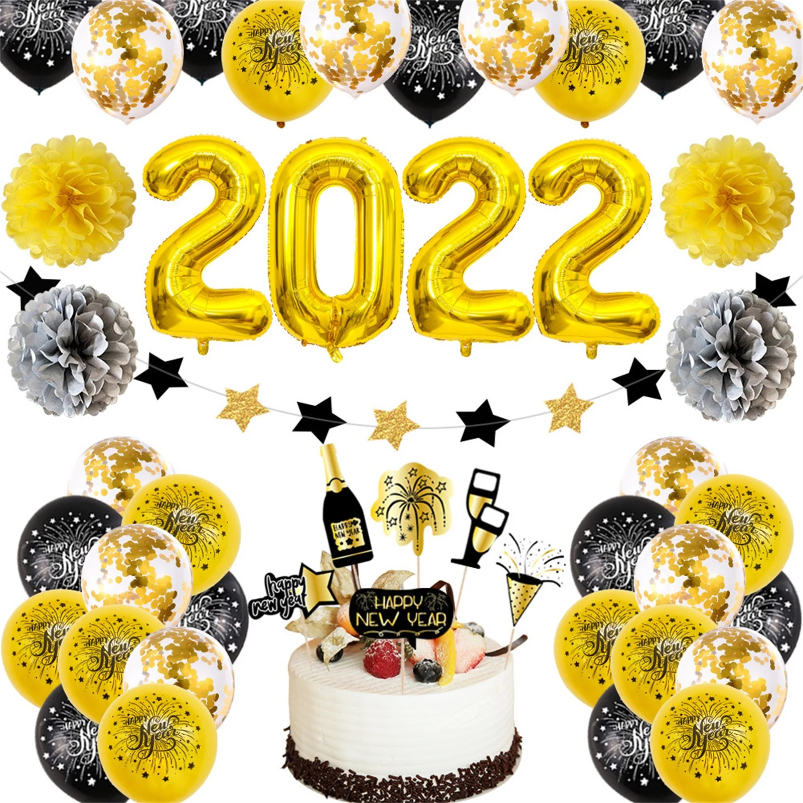 

Festive New Year Balloon Funny 2022 Happy New Year Balloon Kit Exquisite Home Decors For New Year Party Holiday Home Ornament