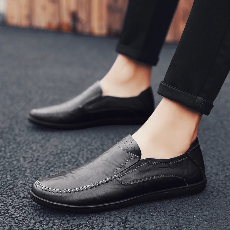 Мокасины мужские из натуральной кожи дышащие повседневные | Обувь