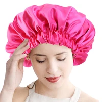 new reversible satin bonnet double layer large size sleep night cap head cover bonnet hat for for curly springy hair black