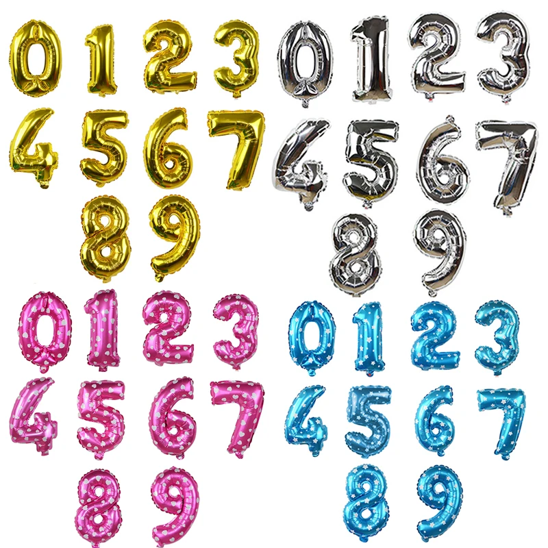 

16inch Number Balloons 0-9 Gold Silver Pink Blue Number Foil Balloon Birthday Party Decoration Wedding Anniversary Helium Globos