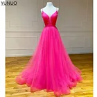 YUNUO трапециевидные тюлевые вечерние платья для выпускного вечера 2022 вечерние платья на тонких бретельках вечерние платья ярко-розового цвета длиной до пола
