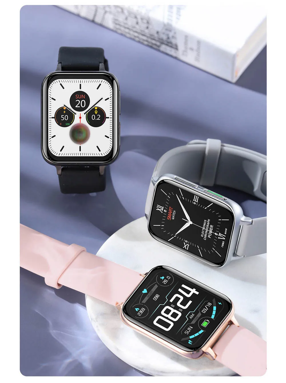 Ecg-novo smartwatch com tela full touch para