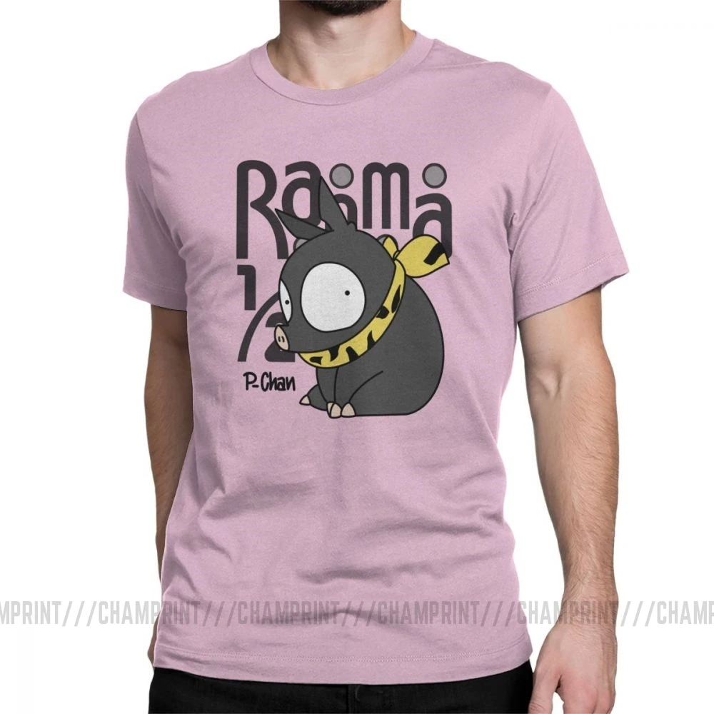 Men's P Chan Ranma 12 T Shirt Anime Akane P Chan Rumiko Martial Japanese Pig Cotton Short Sleeve Tees Birthday Present T-Shirt - Цвет: Розовый