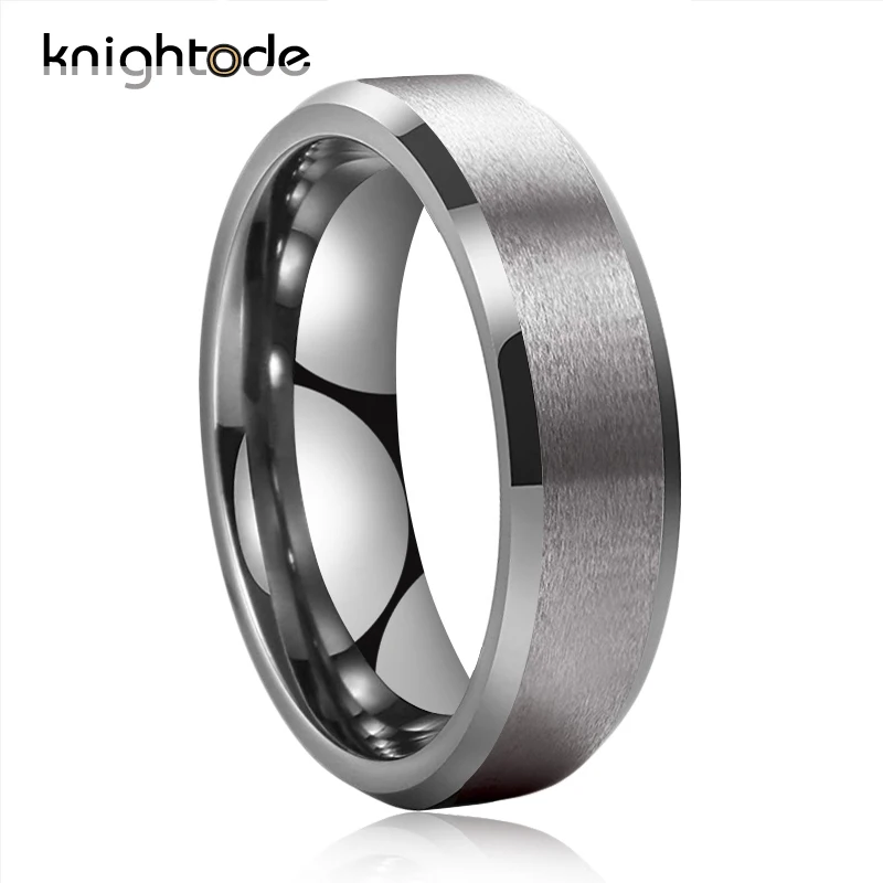 6mm Width Серебряные обручальные кольца из карбида вольфрама для мужчин и женщин, парные кольца со скошенными краями, матовое покрытие, 8 мм, 6 мм кольцо - Цвет основного камня: 6mm Width