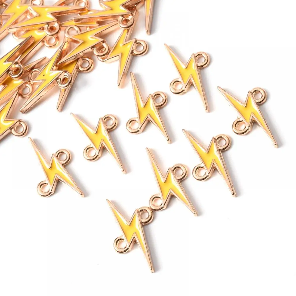 

New Fashion Yellow Enamel Lightning Shape Pendants Charms Alloy Metal Drop Oil Findings For Jewelry Making DIY Necklace Bracelet