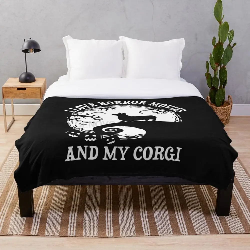 

ICH Liebe Horror Filme Und Mein Corgi, Lustige Corgi Flanell Decke, halloween Decken Decor Fashion Warme Hause Bett Sofa