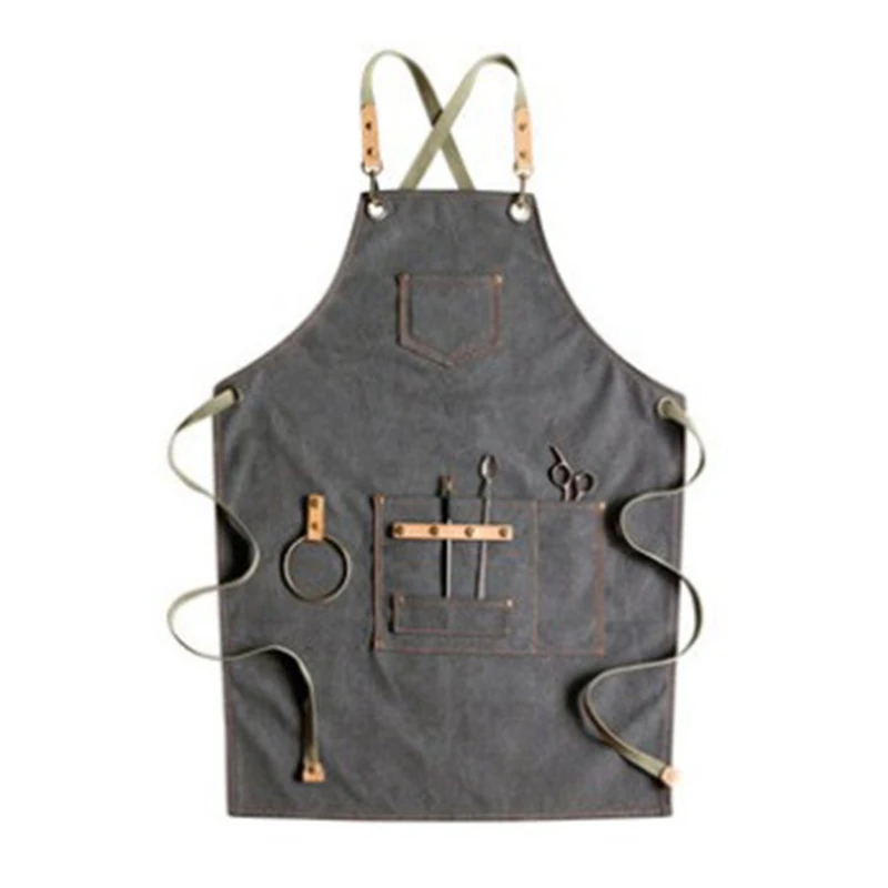 

Hairdressing Apron Bib Chef Barber Apron for Women Men Barista Bartender Pockets Home Barber Cook Coffee Restaurant