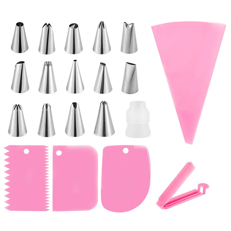 

20pcs Cake Decorating Tools Set Reusable Piping Nozzles Pastry Tip Fondant Cake Decoration Kits Cupcake Dessert Baking Tools Set