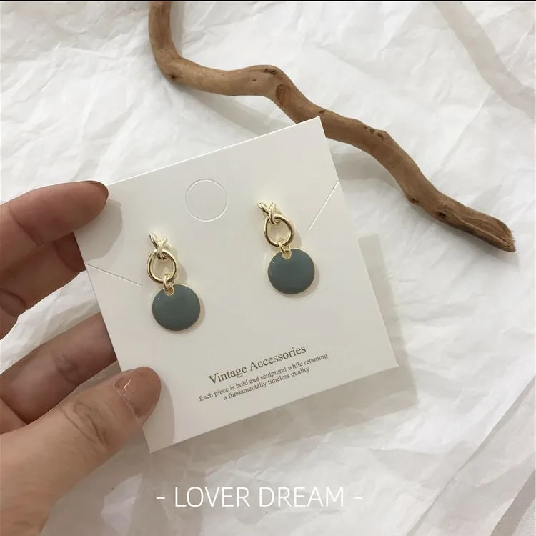 

2020 New Korean Vintage Earrings For Women Color Drop Oil Earrings Round Metal Hanging Dangle Earrings Fashion Jewelry