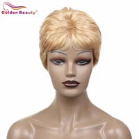 golden beauty synthetic hair wigs 6inch short curly bobo hair wig ombre blonde with bangs high temperature fiber for white women
