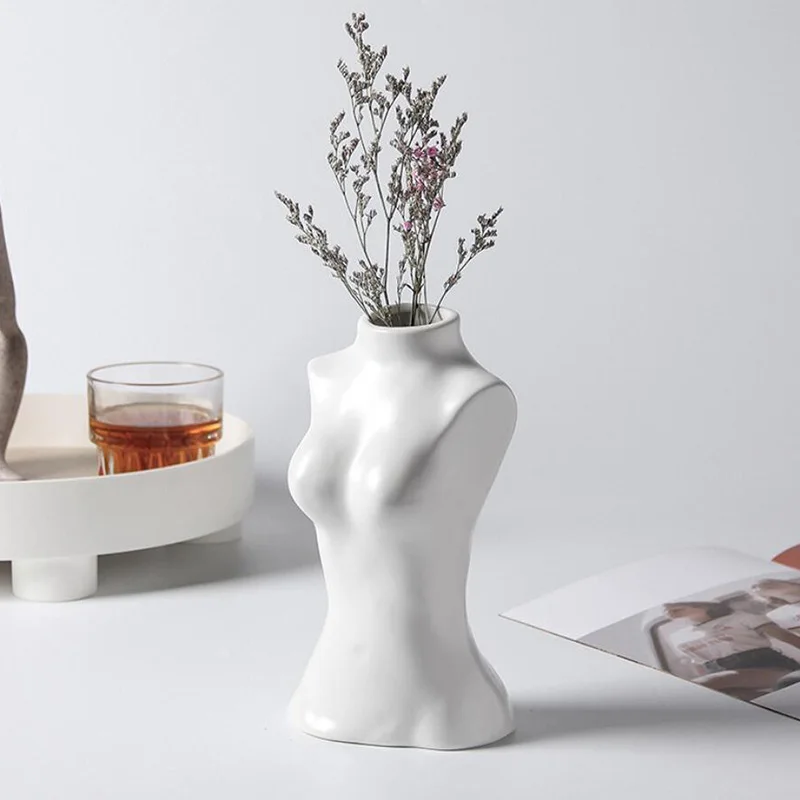

Desktop decoration flower arrangement dry vase ceramic art female human body sculpture decoration